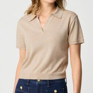 J. Crew Factory Linen-blend short-sleeve polo sweater, tan